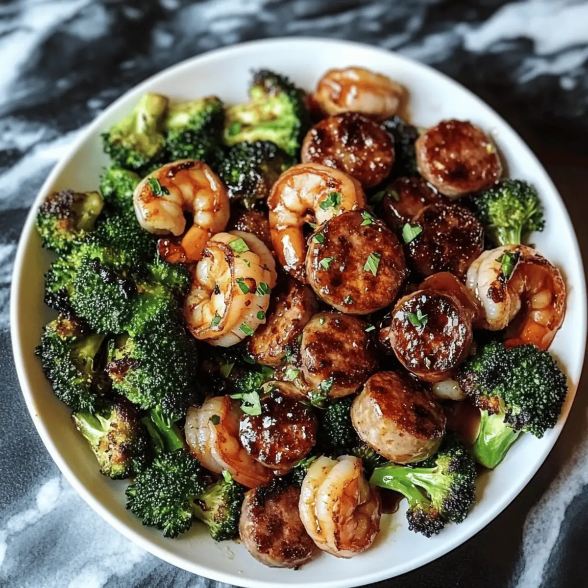 Honey Garlic Shrimp and Sausage Broccoli Skillet in 30 Minutes