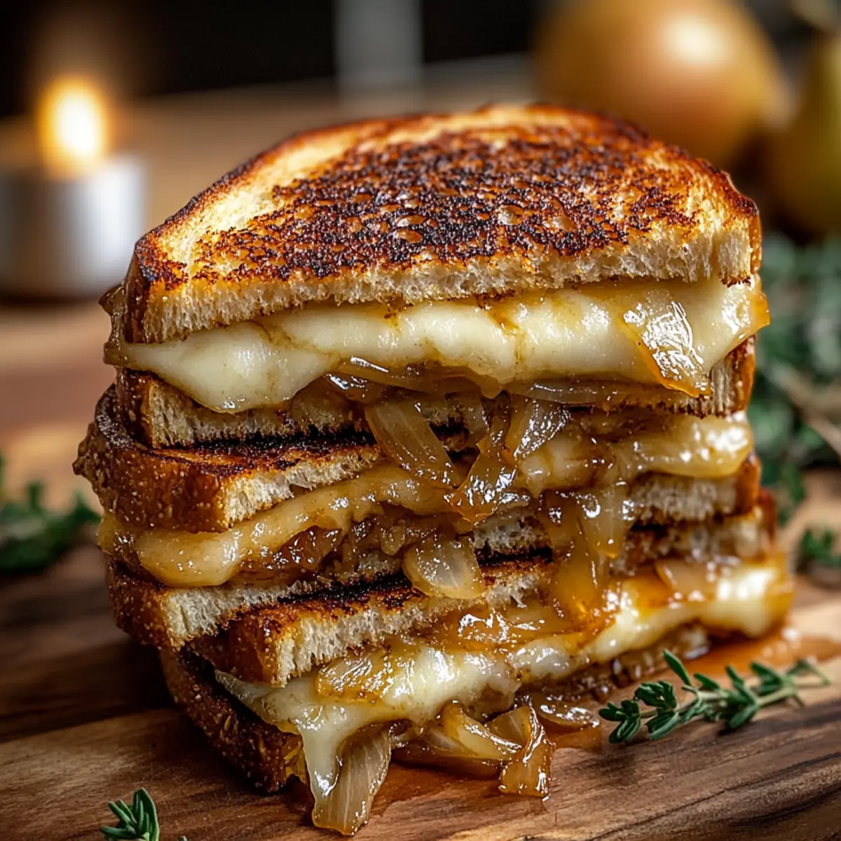 Pear & Apple Grilled Cheese With Caramelized Onions Delight