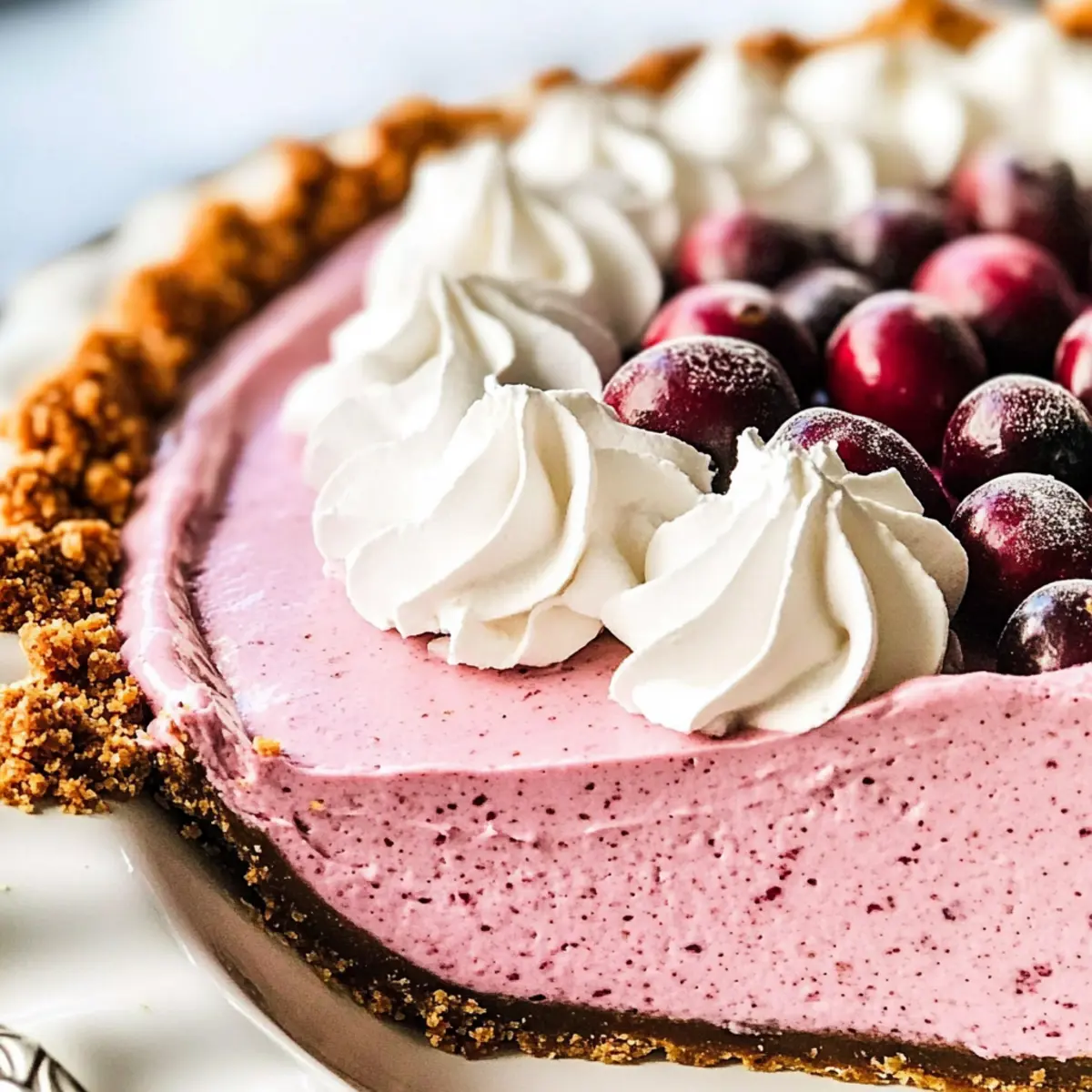 Delightful Cranberry Mousse Pie with a Crunchy Gingersnap Crust
