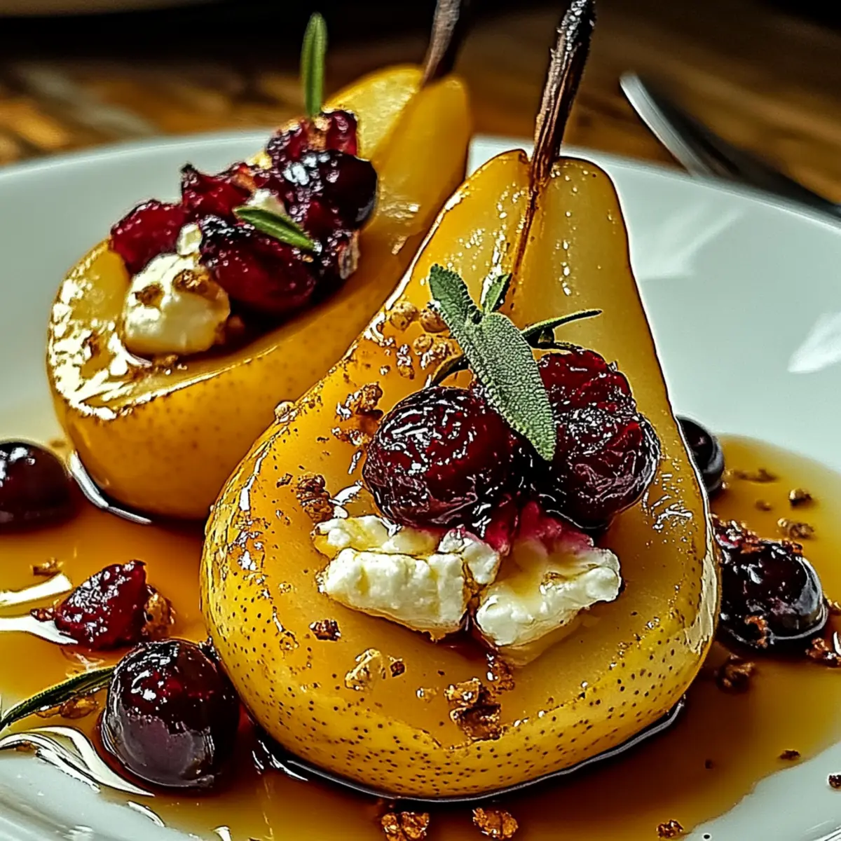 Delicious Baked Pears with Goat Cheese, Honey, and Cranberries