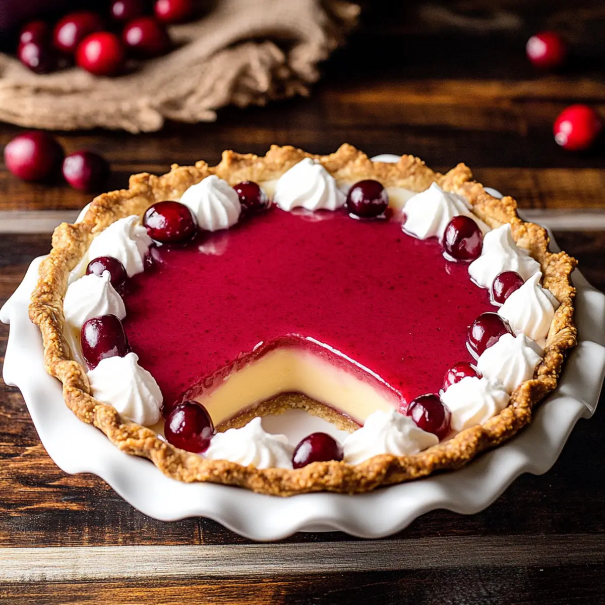 Zesty Cranberry Custard Pie with a Ginger Crust Delight