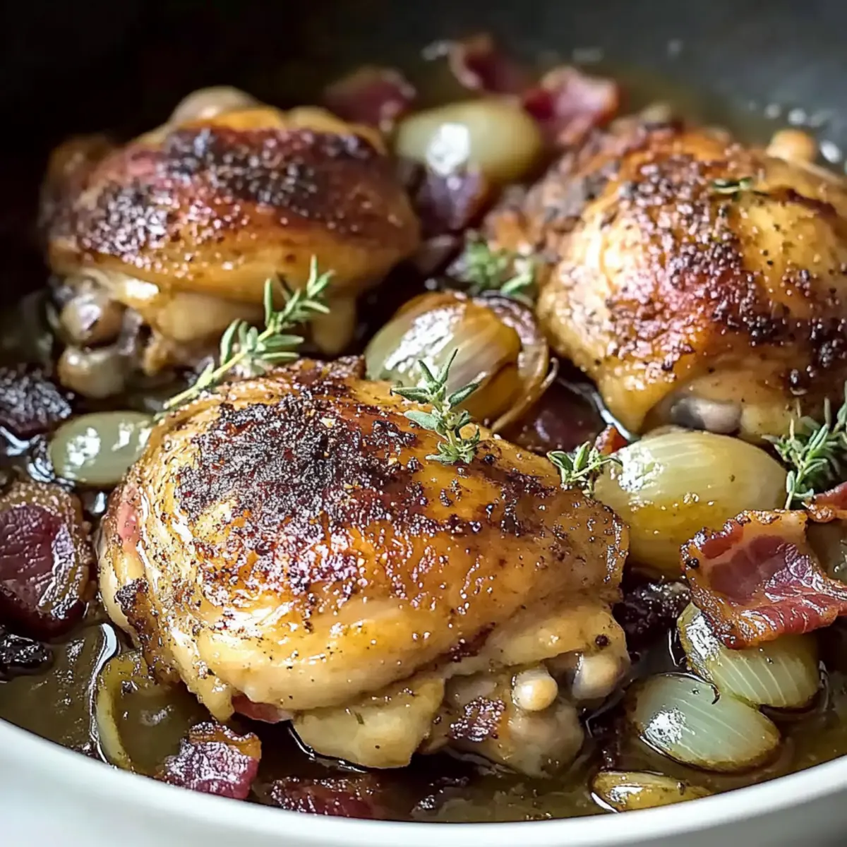Savory Chicken Fricassée with Shallots and Bacon Comfort