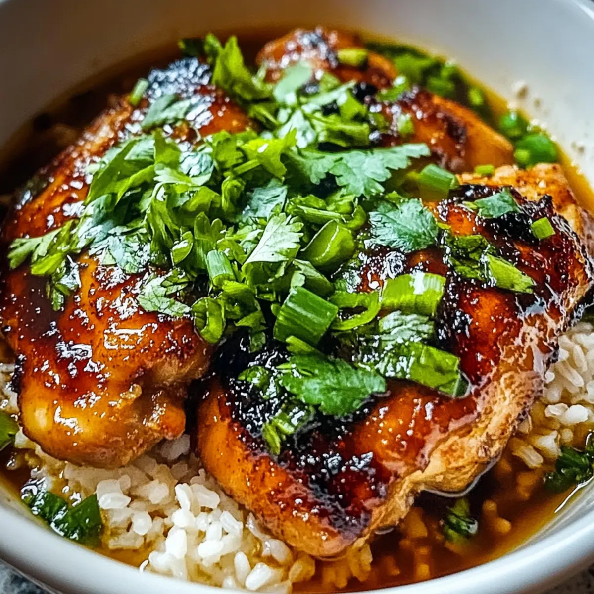 Caramelised Soy Chicken in Garlic Ginger Broth with Rice Bliss