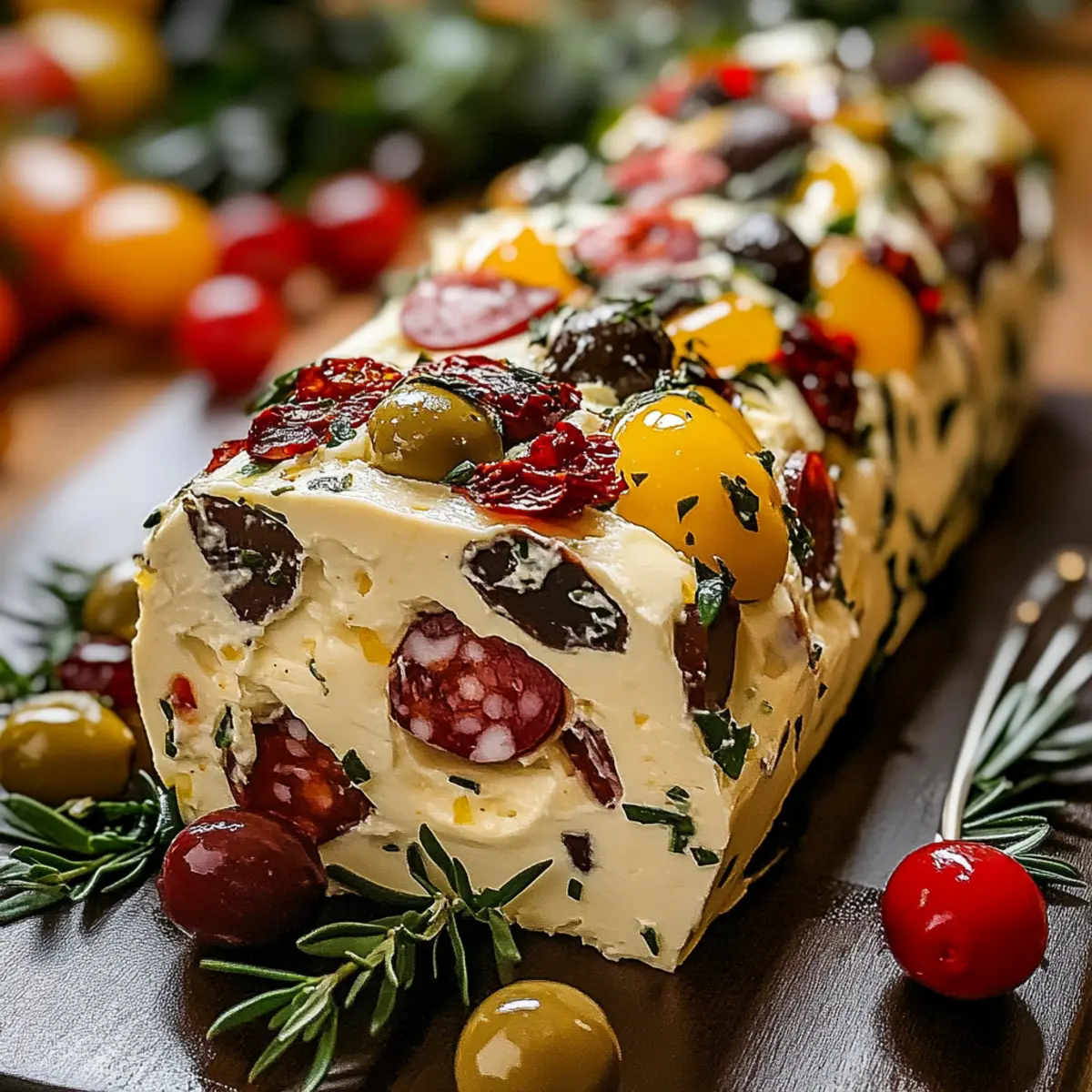 Festive Holiday Antipasto Cream Cheese Log That Wows Every Guest