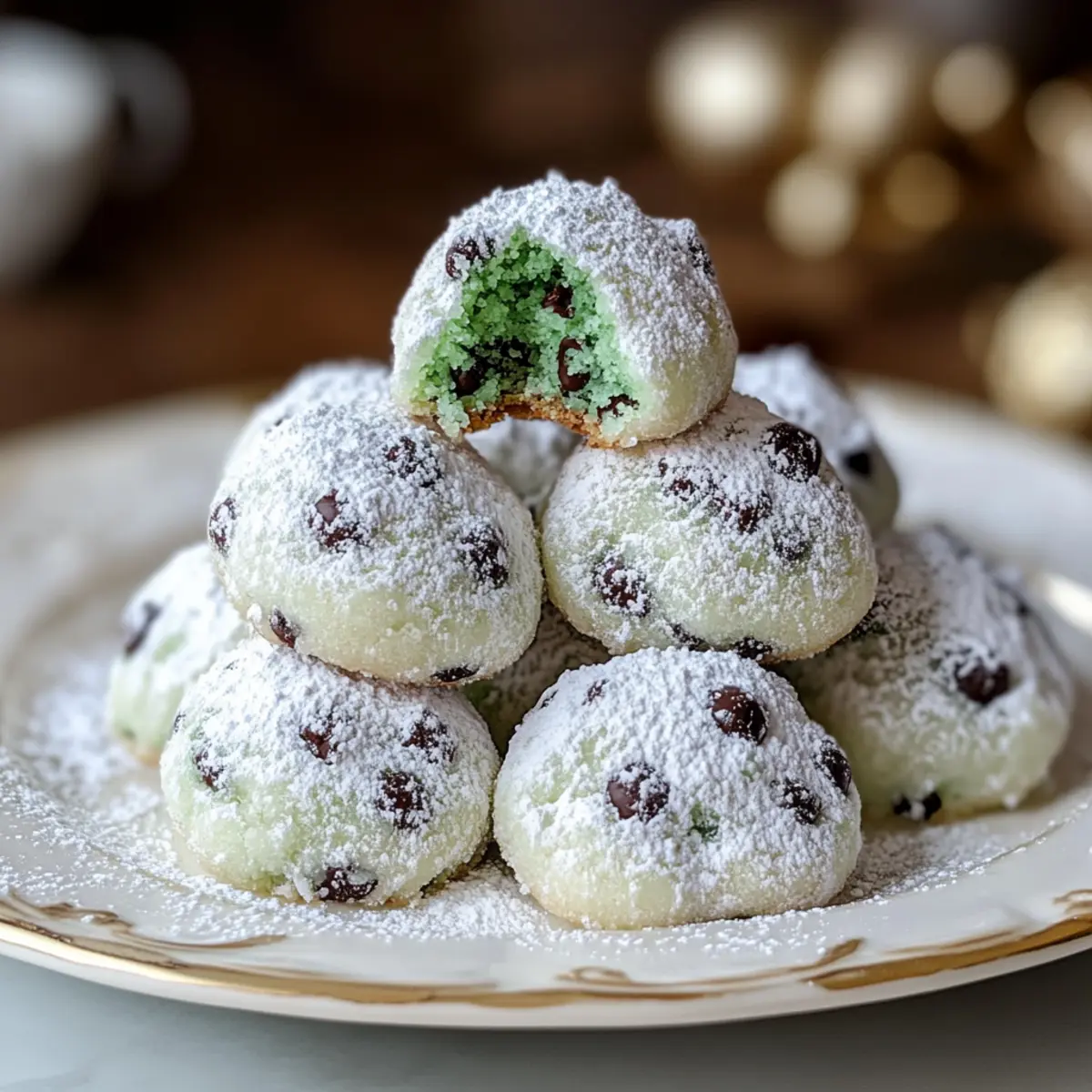Mint Chocolate Chip Snowball Cookies That Melt in Your Mouth