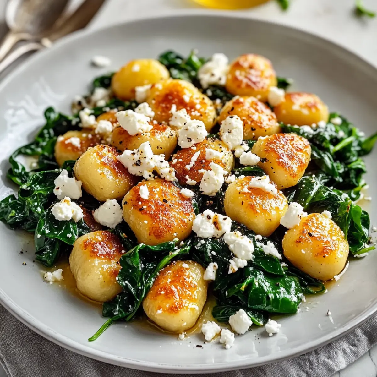 Crispy Gnocchi with Spinach and Feta for a Quick Comfort Feast