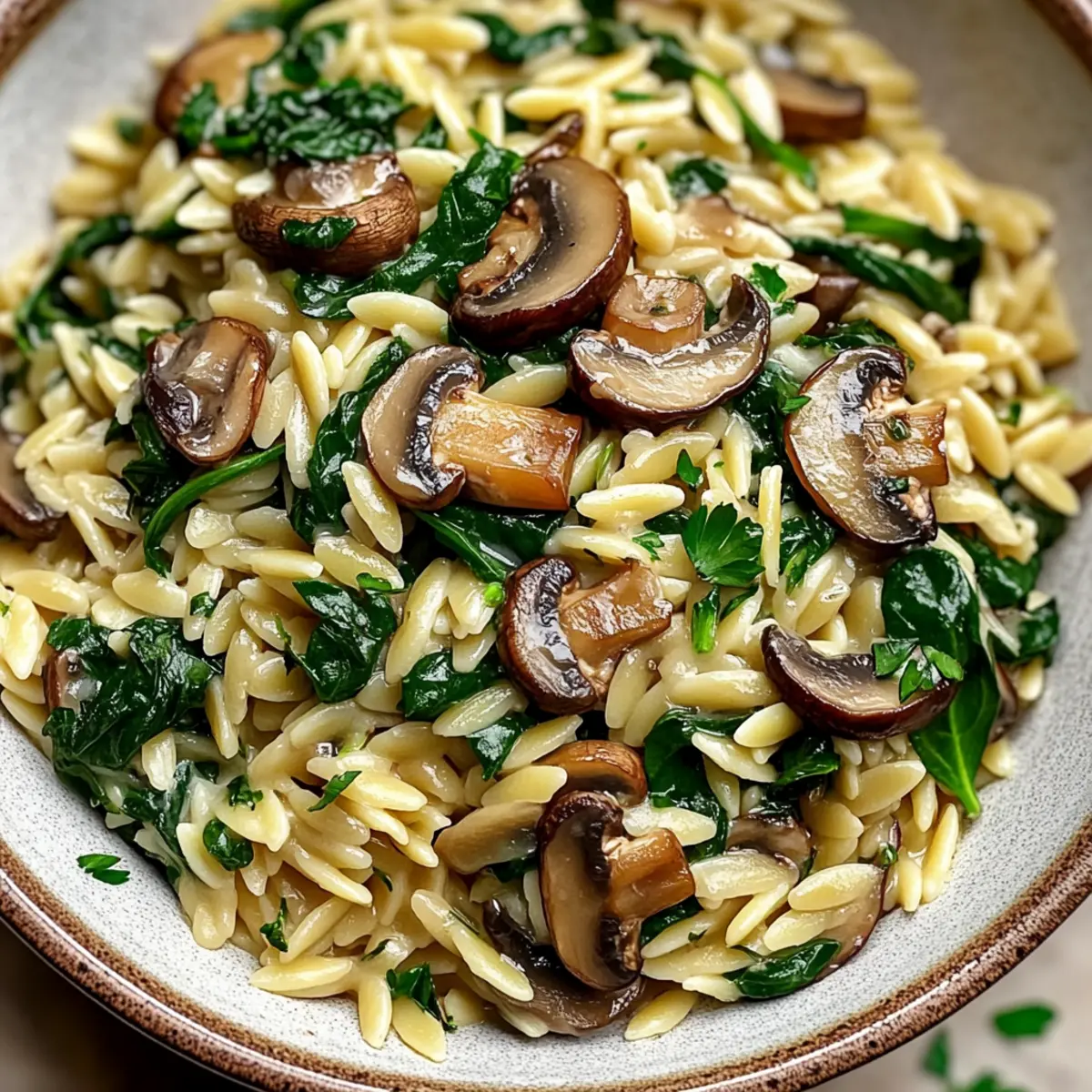 Garlic Butter Orzo with Mushrooms and Spinach: Your Cozy Weeknight Fix