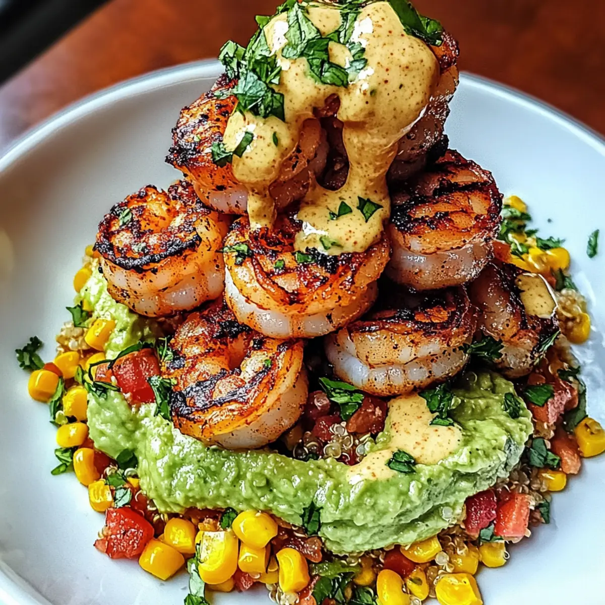 Grilled Shrimp Bowl with Avocado, Corn Salsa & Creamy Sauce Bliss