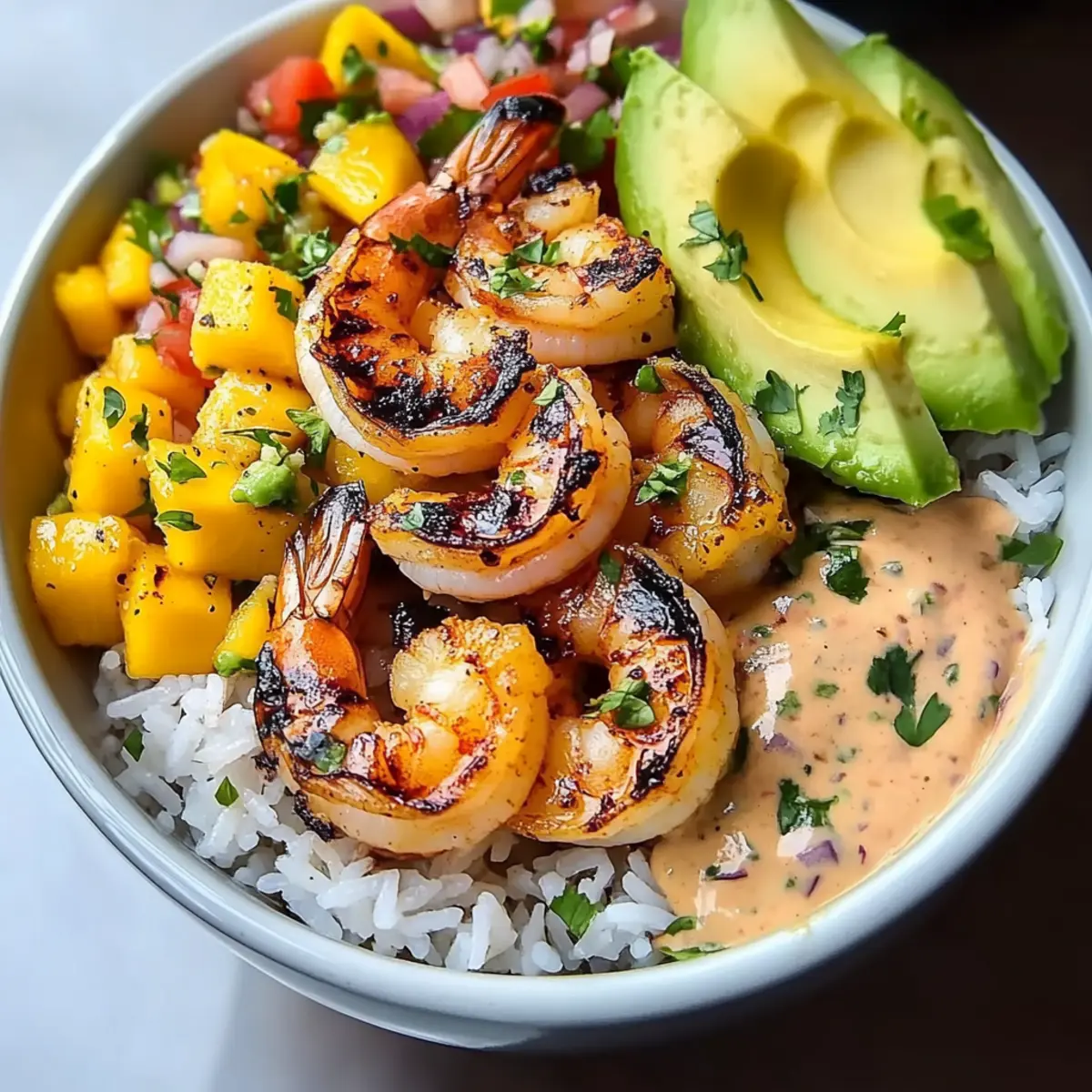 Mediterranean Shrimp Bowl with Mango Salsa for Fresh Flavor