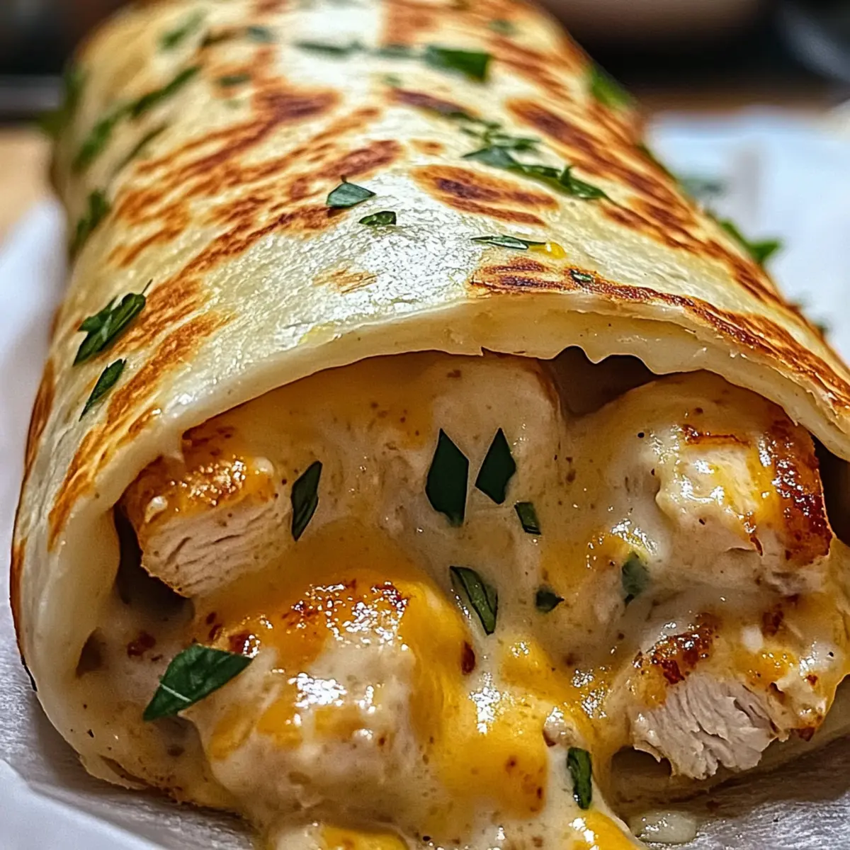 Delicious Ooey-Gooey Cheesy Garlic Chicken Wraps in 25 Minutes