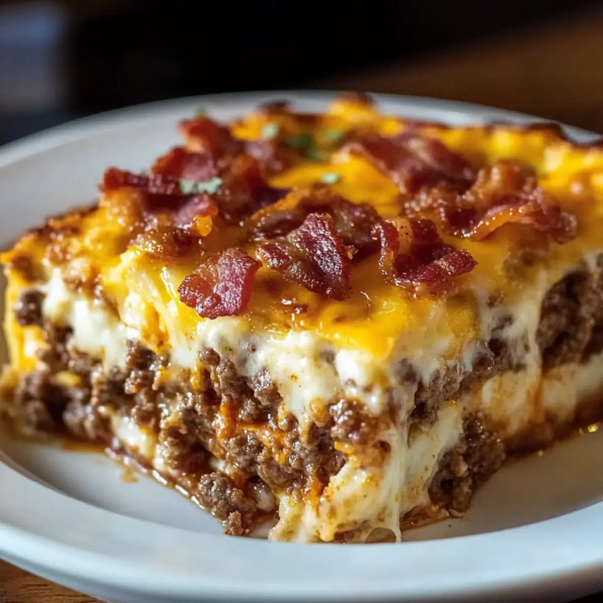 Low-Carb Bacon Cheeseburger Casserole That's Ultra Comforting