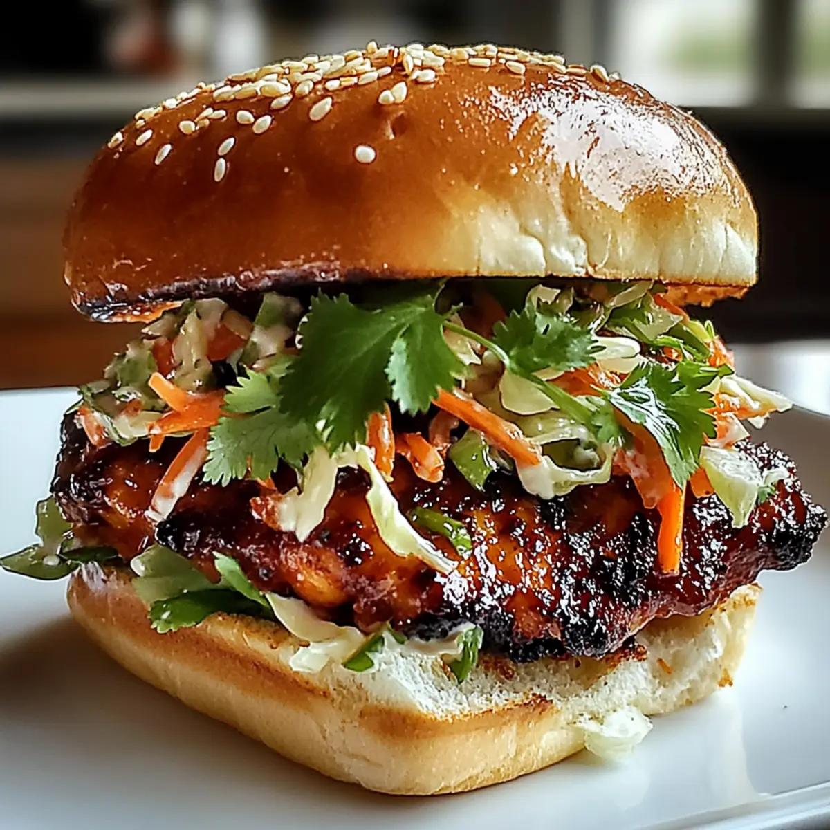 Savor the Flavor: Spicy Korean BBQ Chicken Sandwich with Crispy Slaw