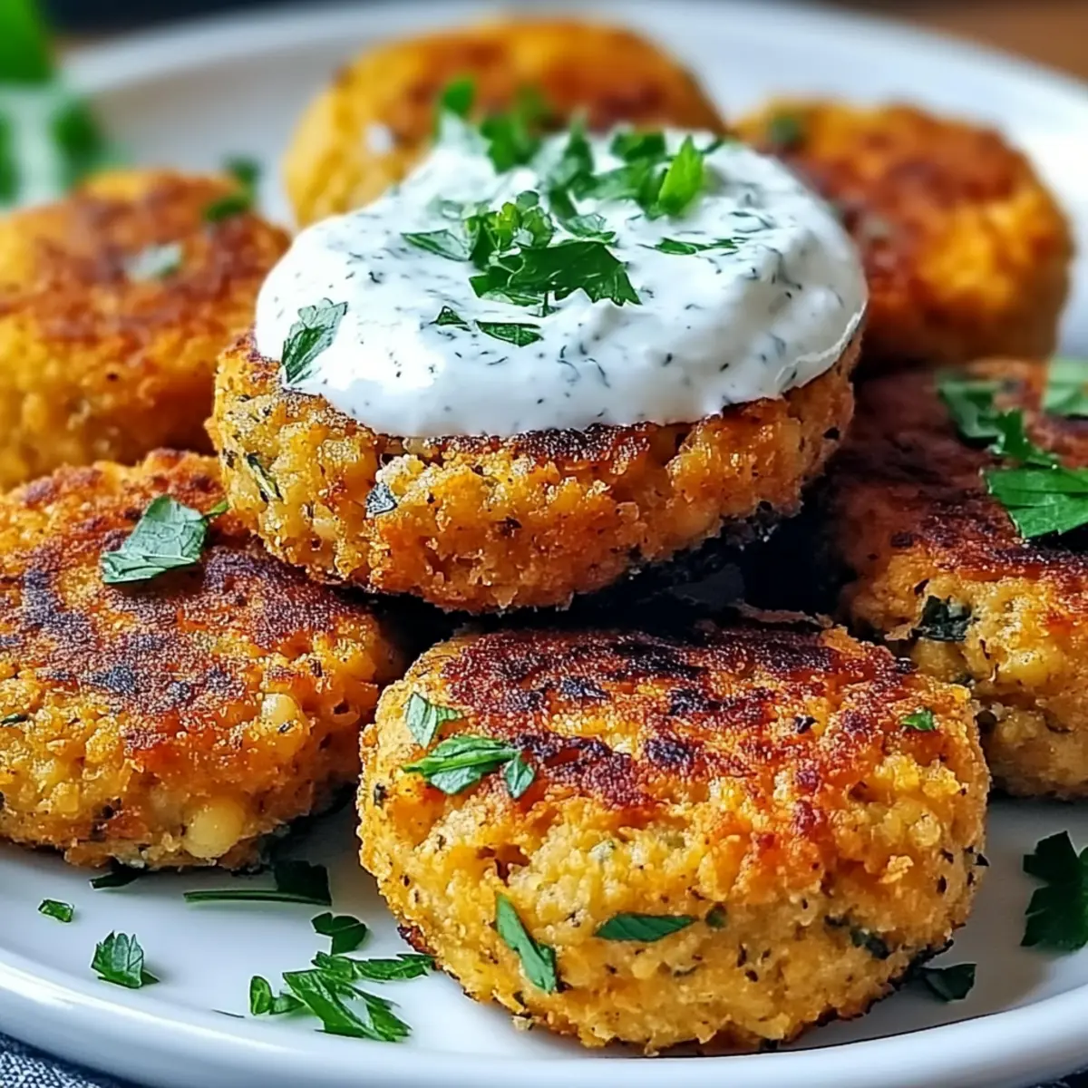 Mediterranean Lemon Chickpea Patties with Yogurt Sauce Bliss