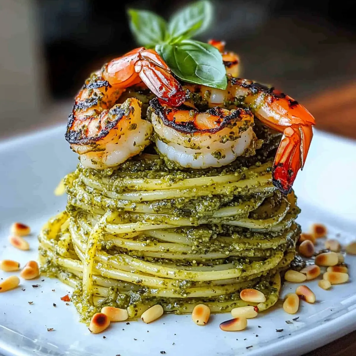 Elevate Dinner with Pesto Pasta and Grilled Shrimp Stack