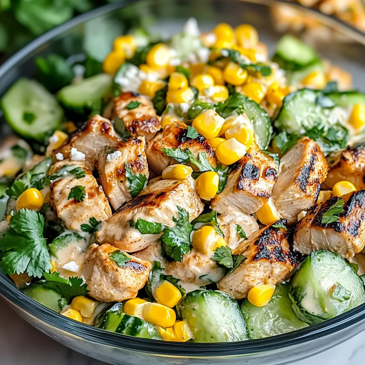 Street Corn Creamy Cucumber Chicken Salad for a Summer Refresh