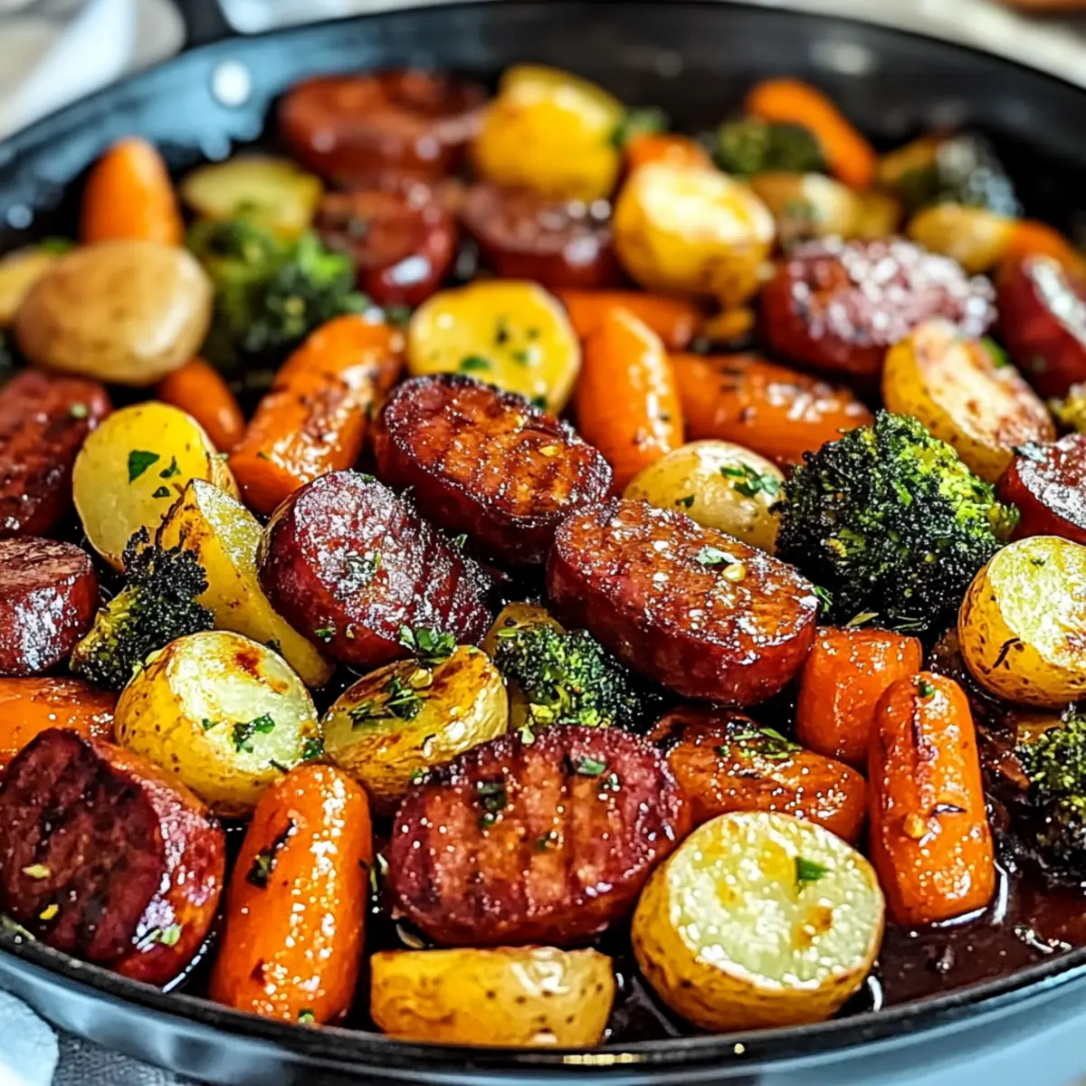 Delicious Honey Garlic Kielbasa & Veggies in One Pan