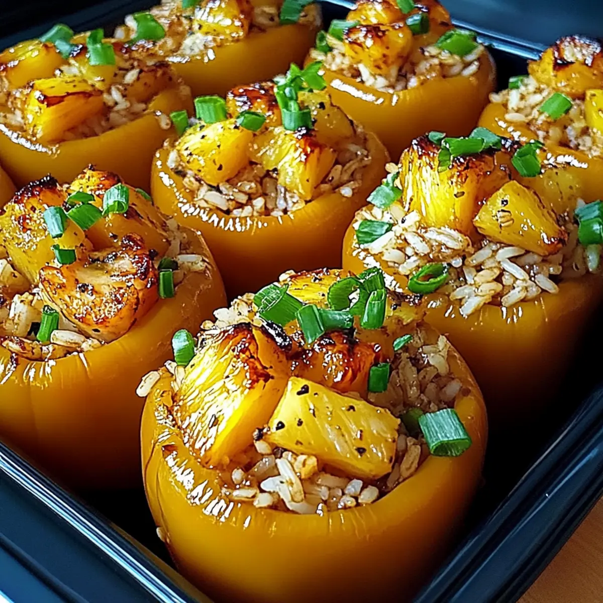 Teriyaki Pineapple Chicken and Rice Stuffed Peppers Delight