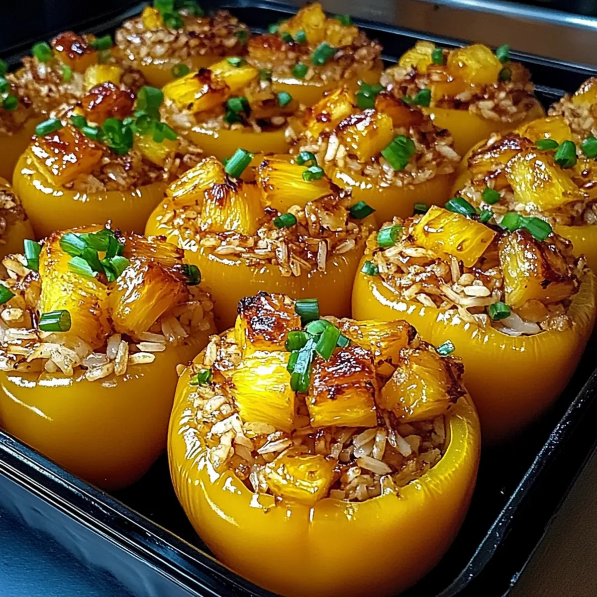 Teriyaki Pineapple Chicken and Rice Stuffed Peppers Delight