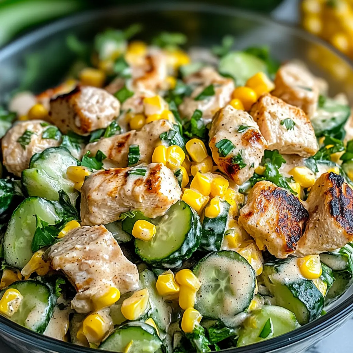 Street Corn Creamy Cucumber Chicken Salad for Summer Bliss